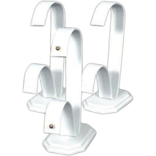 3 White Faux Leather Earring Displays