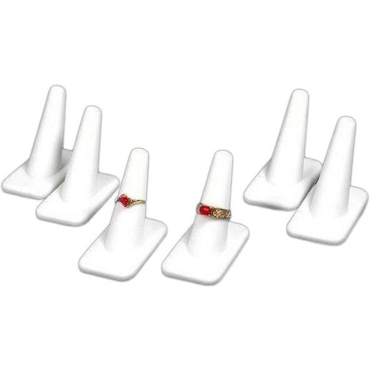 6White Rubber Ring Finger Jewelry Holder Showcase Display Stands