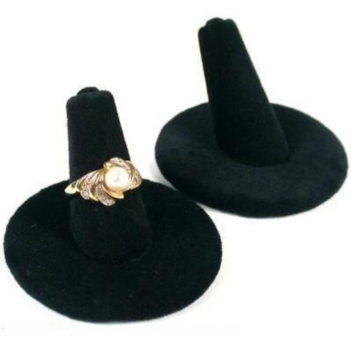 Finger Ring Displays Black Velvet 1 1/4" 2Pcs