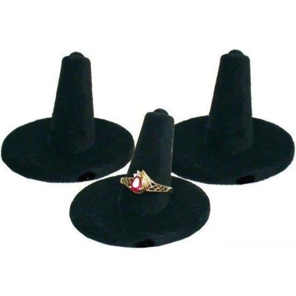 3 Ring Finger Display Velvet Black Holder