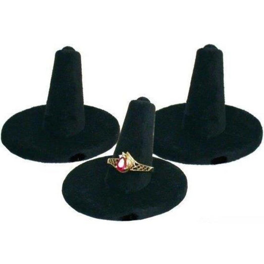 3 Ring Finger Display Velvet Black Holder