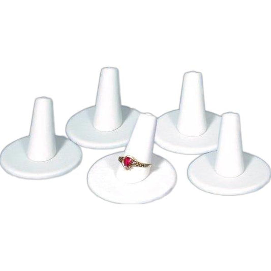 5 White Faux Leather Ring Finger Displays
