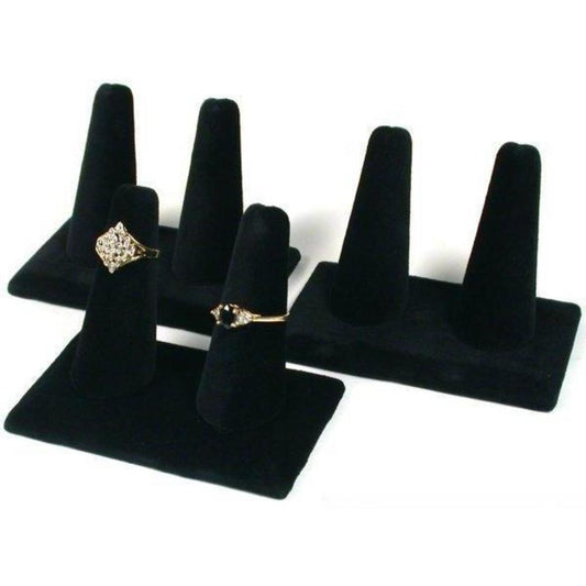 3 Trio Set & Wedding Band Display Ring Black