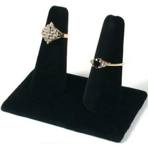 3 Trio Set & Wedding Band Display Ring Black