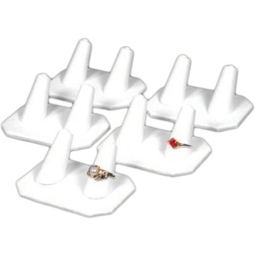 5 Double Ring Showcase Display White Leather Jewelry