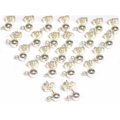 Ball Stud Earrings w/ Hoop Sterling Silver 5mm 12 Pairs