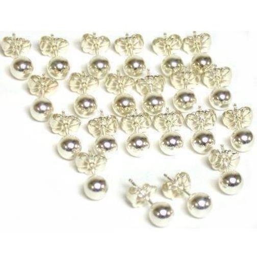 Ball Earrings Sterling Silver 5mm 12 Pairs