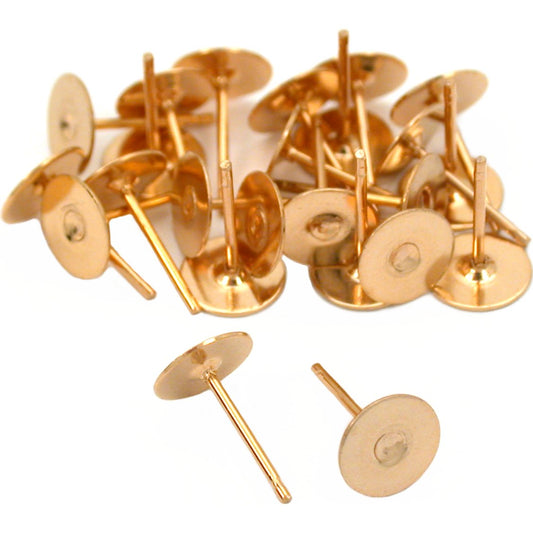 Button Flat Earring 14K GF Yellow Beading Part
