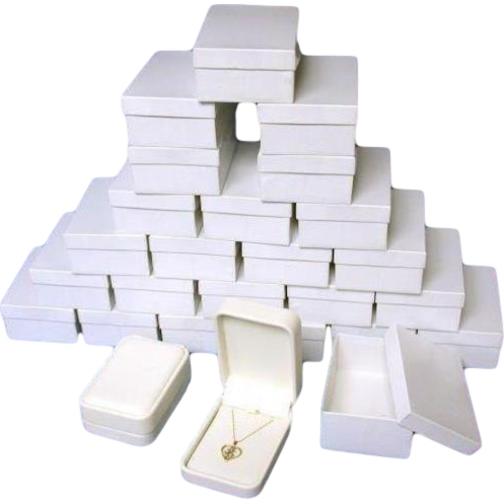 Necklace Gift Boxes White Faux Leather 24Pcs