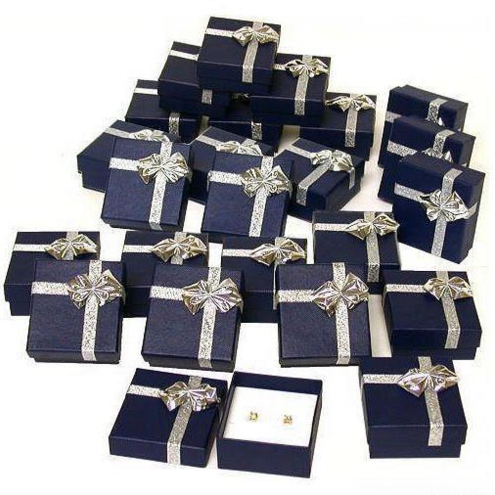 24 Blue Bow Tie Earring Gift Boxes