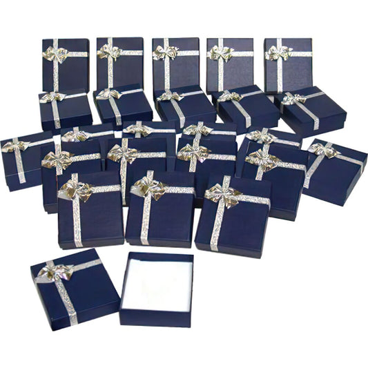 Blue Bow-Tie Jewelry Gift Box Pendant Earrings Showcase Display