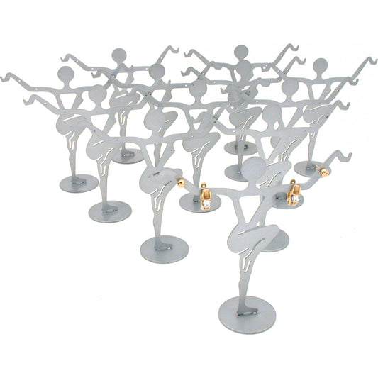 12 Silver Earring Dancer Display Jewelry Showcase Unit