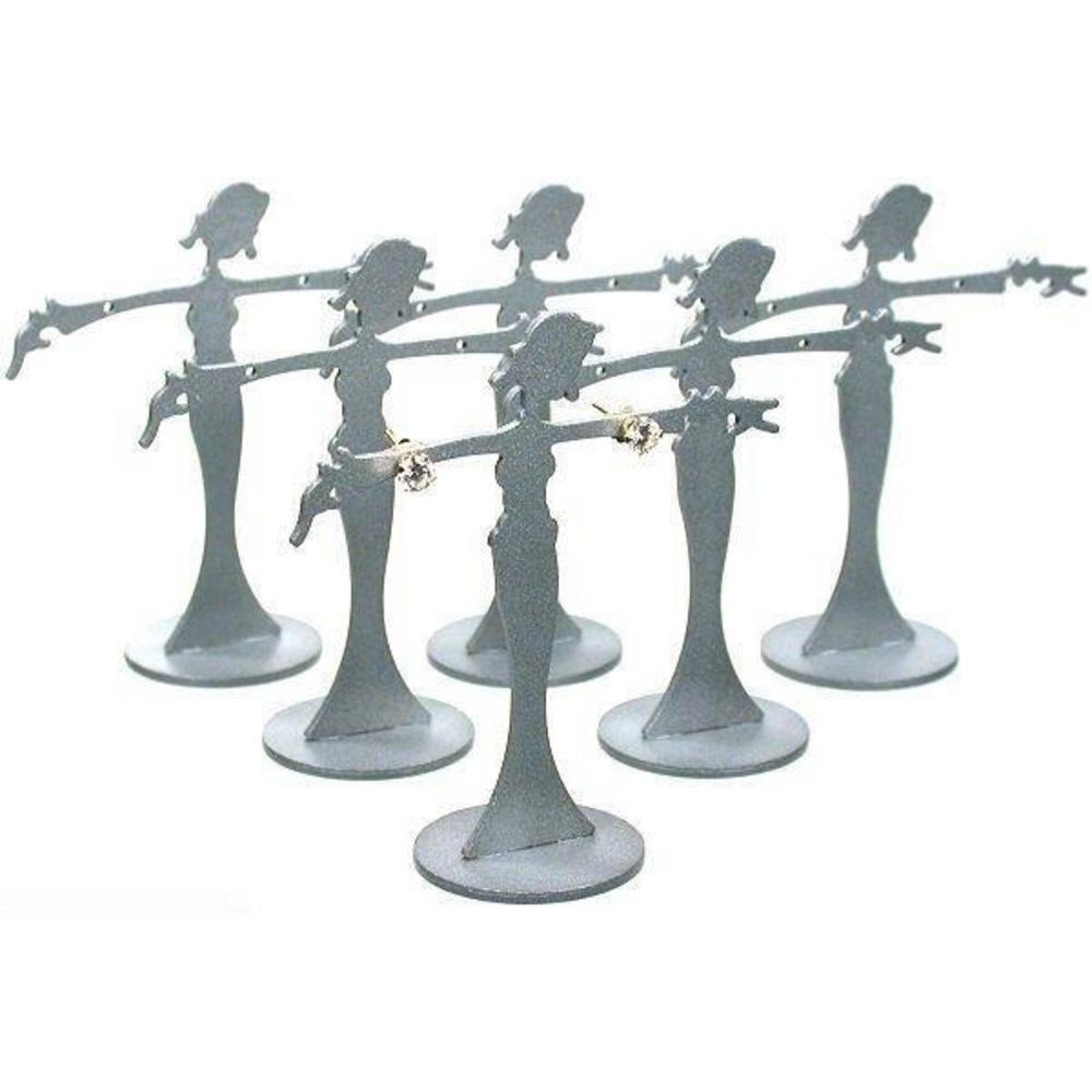6 Earring Displays Jewelry Counter Showcase Silver Unit