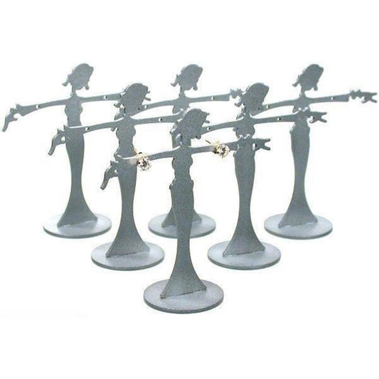 6 Earring Displays Jewelry Counter Showcase Silver Unit