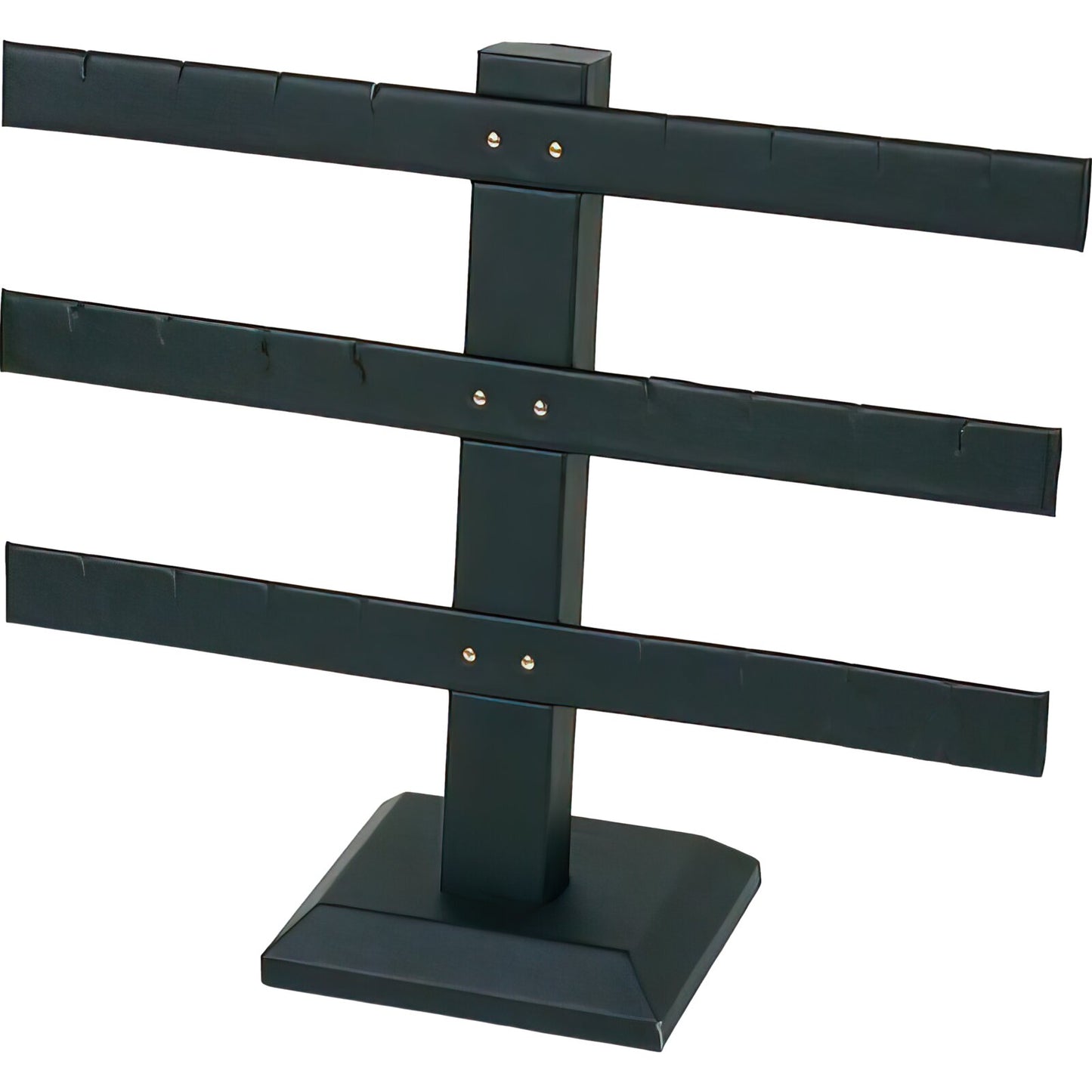 Black Faux Leather 3 Tier T Bar Earring Jewelry Display Stands Kit 6 Pcs