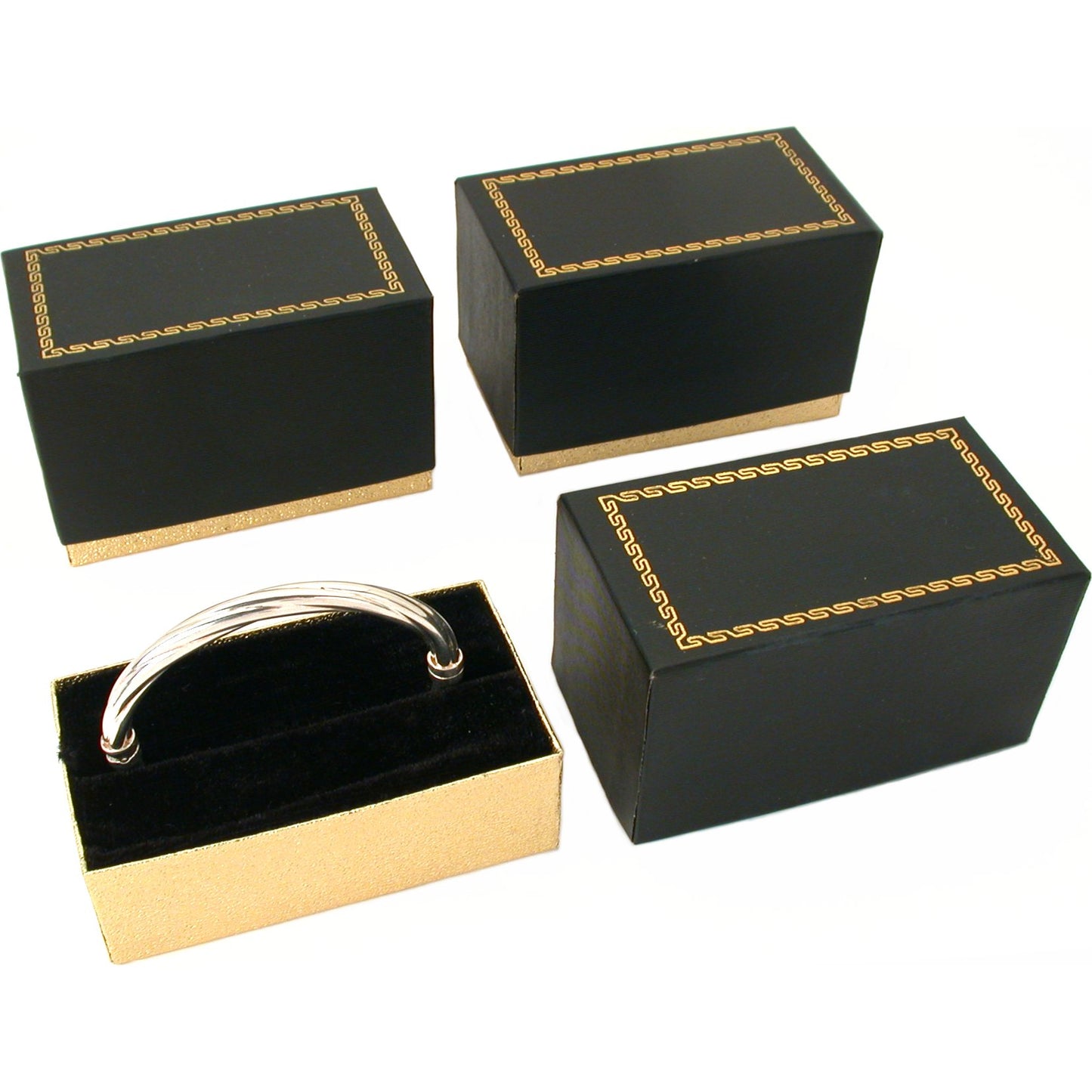 3 Bangle Bracelet Boxes Black & Gold Gift Display Boxes