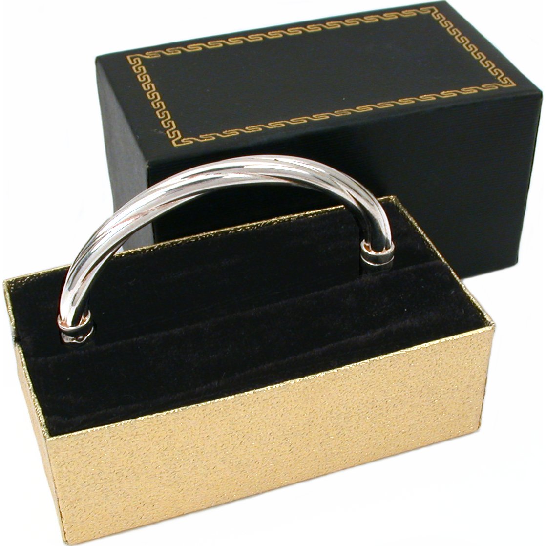 Bangle Bracelet Gift Box Black & Gold 2 1/2" (Only 1 Box)