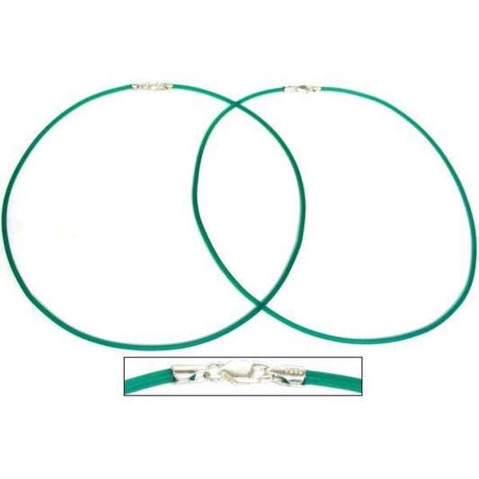 Rubber Cord Necklaces Green 16" 2Pcs