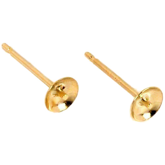 Cup Post Earrings 14k Gold 11mm 1 Pair