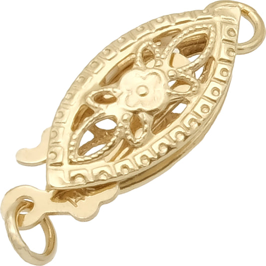 Fishhook Filigree Pearl Clasp 14k Gold 13mm