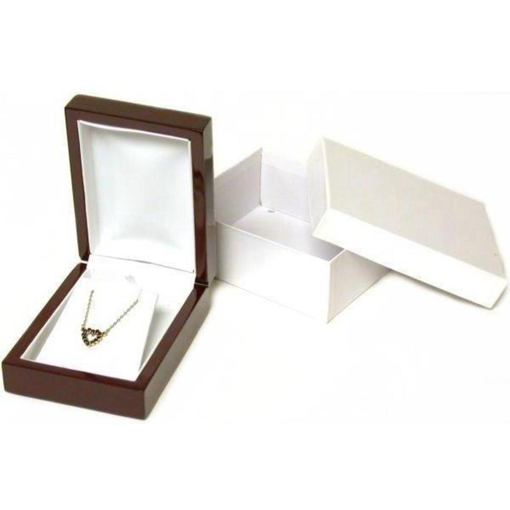 Rosewood Stained Pendant Necklace Jewelry Gift Box Wood Display Kit 10 Pcs