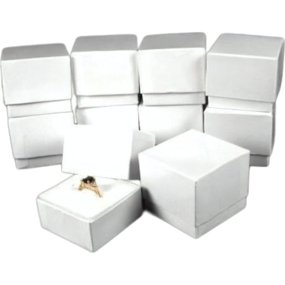 10 Ring Boxes White Gift Jewelry Displays Showcases