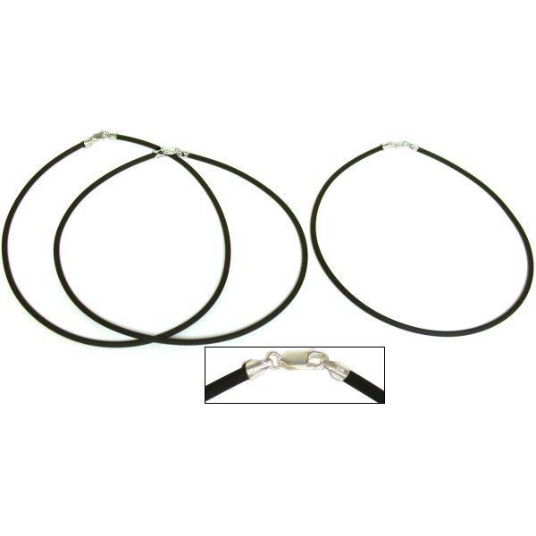 Rubber Cord Necklaces Black 16" 3Pcs