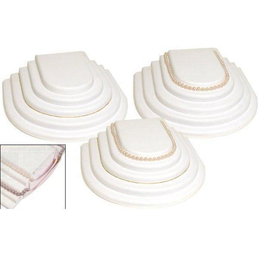 3 White Faux Leather 5 Tier Necklace Displays
