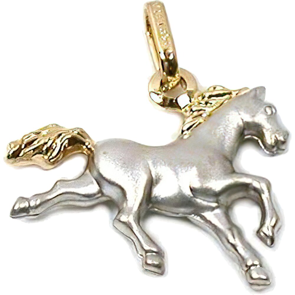 Horse Charm 14k Two Tone Gold 16mm