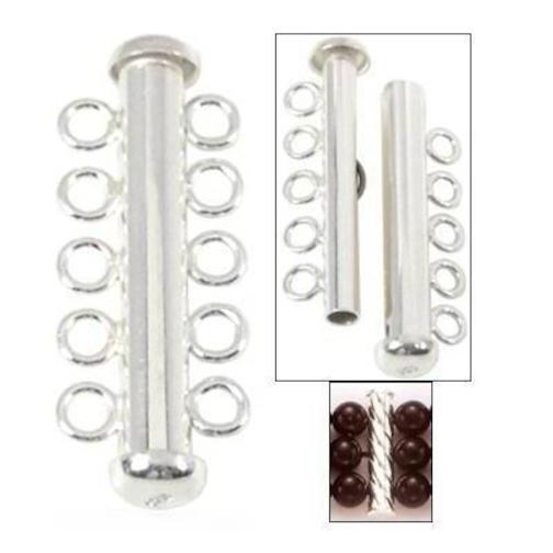 Tube Five Strand Pearl Clasp Sterling Silver 31mm