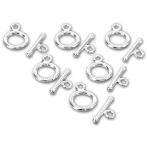 6 Toggle Clasps Sterling Silver 925 Italy 9mm Beading
