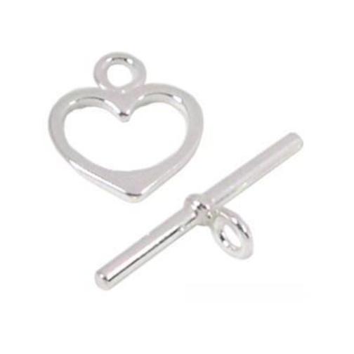 Heart Toggle Clasp Sterling Silver 14mm