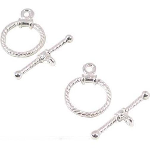 Twisted Toggle Clasps Sterling Silver 17mm 2Pcs