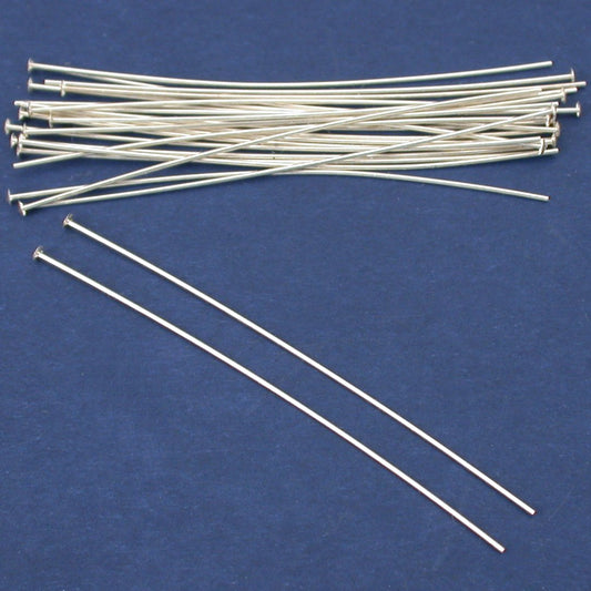 Head Pins Sterling Silver 24 Gauge 2" 25Pcs