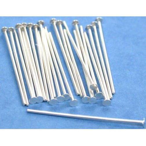 Head Pins Sterling Silver 21 Gauge 1" 25Pcs