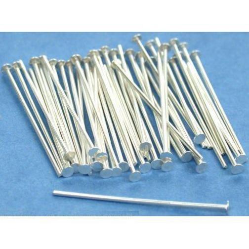 50 Head Pins Sterling Silver Jewelry Bead Part 1"