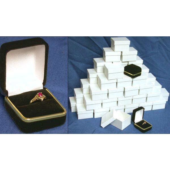 Black Velvet Ring Jewelry Gift Boxes with Brass Rim Showcase Display Kit