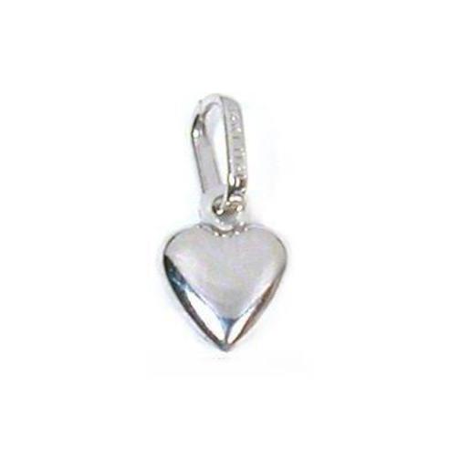 14K White Gold Heart Charm with 18" White Gold Cable Chain & Gift Box