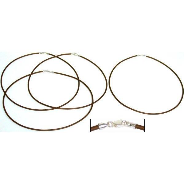 Rubber Cord Necklaces Brown 16" 4Pcs