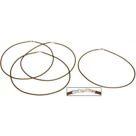 Rubber Cord Necklaces Brown 18" 4Pcs