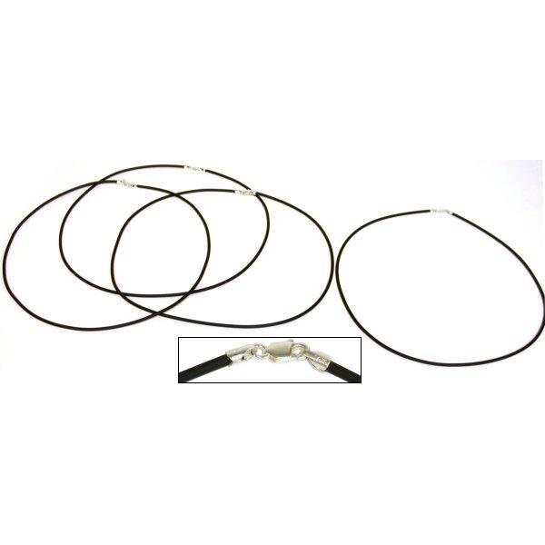 Rubber Cord Necklace Black 18" 4Pcs