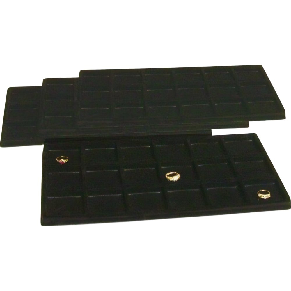4 Black Flocked 18 Compartment Display Tray Inserts