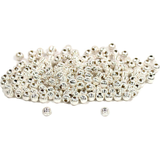 200 Corrugated Bead Sterling Silver Jewelry Beading 3mm