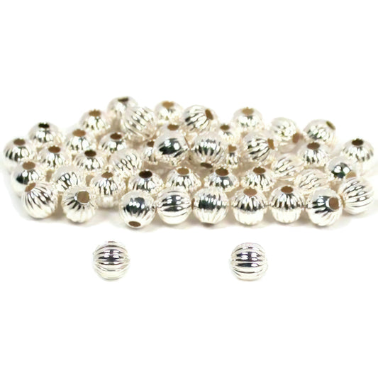 50 Corrugated Beads Sterling Silver Jewelry Beading 3mm