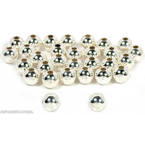30 Ball Beads Silver Round Beading Stringing 6mm Parts