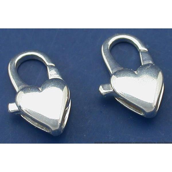 2 Sterling Silver Hearts Lobster Clasps Jewelry Parts