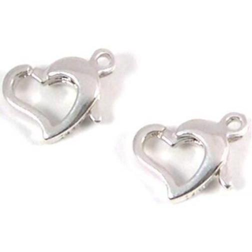 2 Sterling Silver Heart Lobster Clasps 11mm