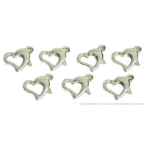 7 Sterling Silver Lobster Floating Heart Clasps 11mm