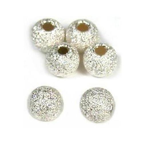 Round Stardust Sterling Silver Beads 3mm 6Pcs