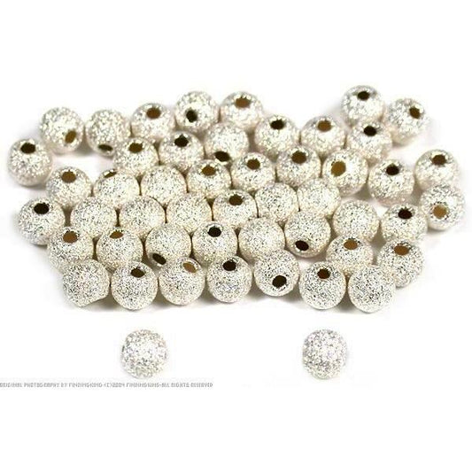 50 Stardust Beads Sterling Silver Round Beading Parts